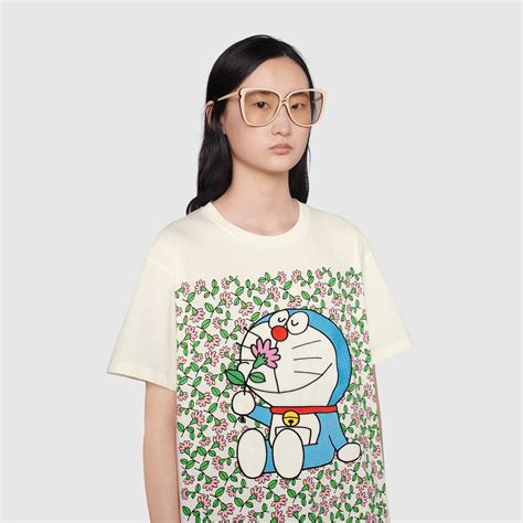 doraemon x gucci cotton t-shirt|Gucci Doraemon Collaboration Logo Cotton T.